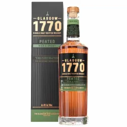 Bouteille + etui de whisky tourbé écossais Glasgow 1770 Peated