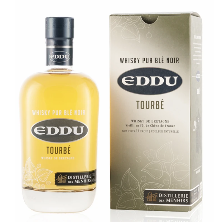 Bouteille de whisky eddu tourbé avec son etui de Distillerie des Menhirs