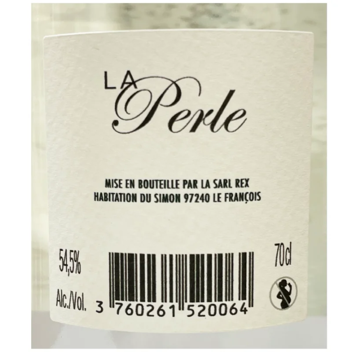Contre Etiquette rhum A1710 La Perle Distillerie A1710 Agricole Martinique