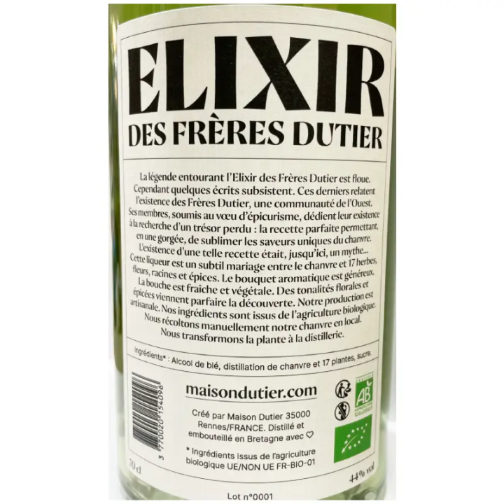 Contre Etiquette liqueur vegetale Elixirs des freres Dutier