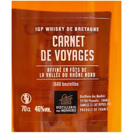 Eddu Whisky Counter Label Travel Journal Côte Rôtie from Distillerie des Menhirs